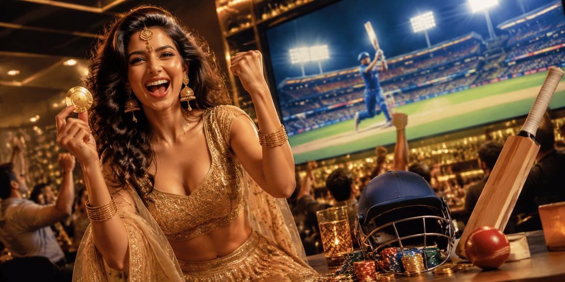 Indian woman enjoying cricket-themed slot game on mobile