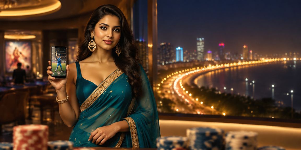 Mumbai Marine Drive cricket betting scene with traditional attire
